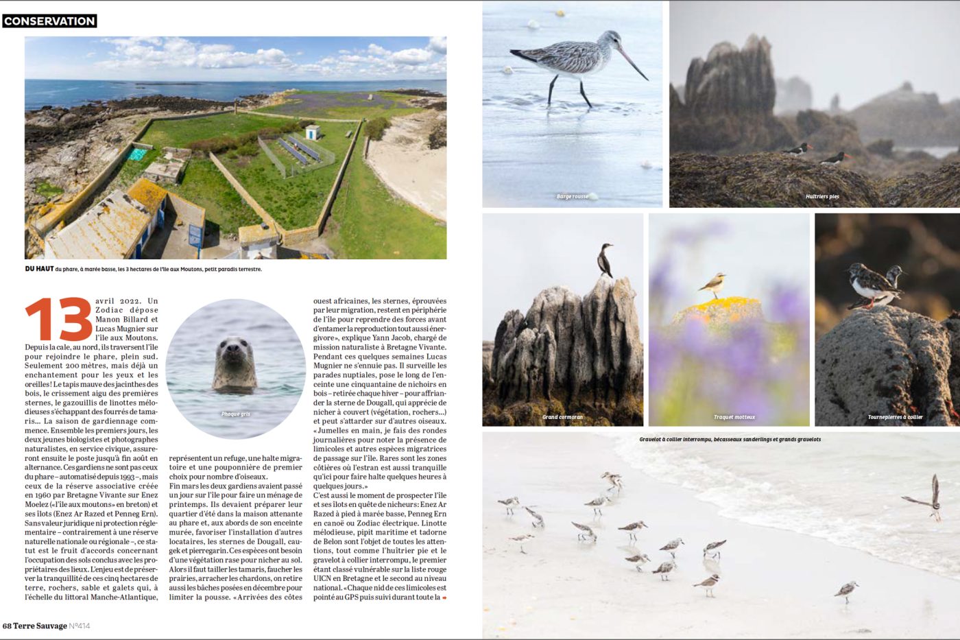 Publication de Manon Billard et Lucas Mugnier dans Terre Sauvage 2023 – Les gardiens des oiseaux.